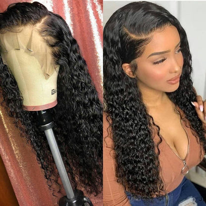 Top Virgin 13x4 Deep Wave Lace Front Transparent  Wig 180 Density with Baby Hair