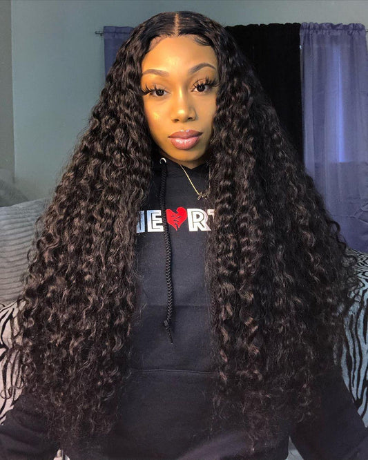 Top Virgin 13x4 Deep Wave Lace Front Transparent  Wig 180 Density with Baby Hair