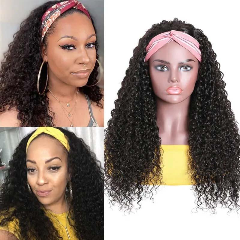 Top Virgin Deep Wave Headband Wig 150 Density