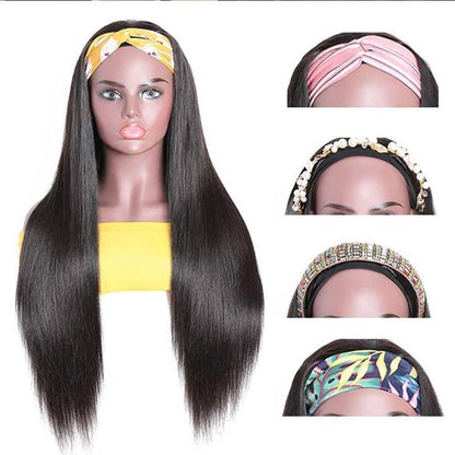 Top Virgin Silky Straight Headband Wig 180 Density