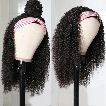 Top Virgin Kinky Curly Headband Wig 150 Density