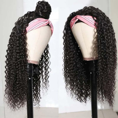 Top Virgin Deep Wave Headband Wig 150 Density