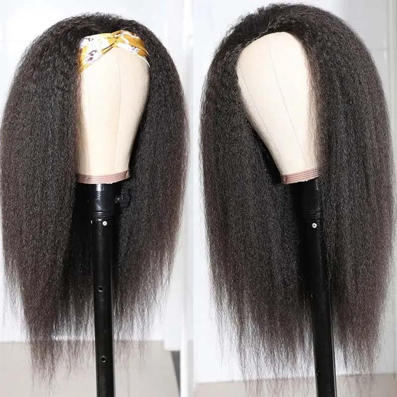 Top Virgin Kinky Straight Headband Wig 150 Density