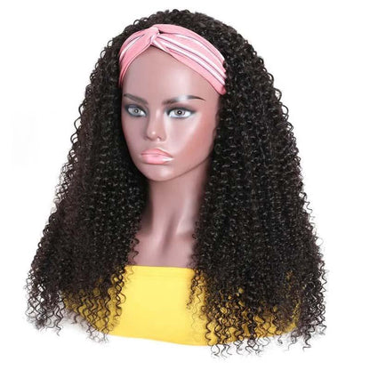 Top Virgin Kinky Curly Headband Wig 150 Density