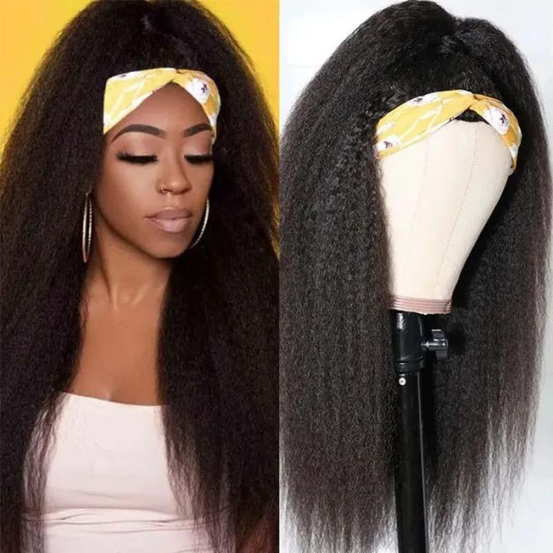 Top Virgin Kinky Straight Headband Wig 150 Density