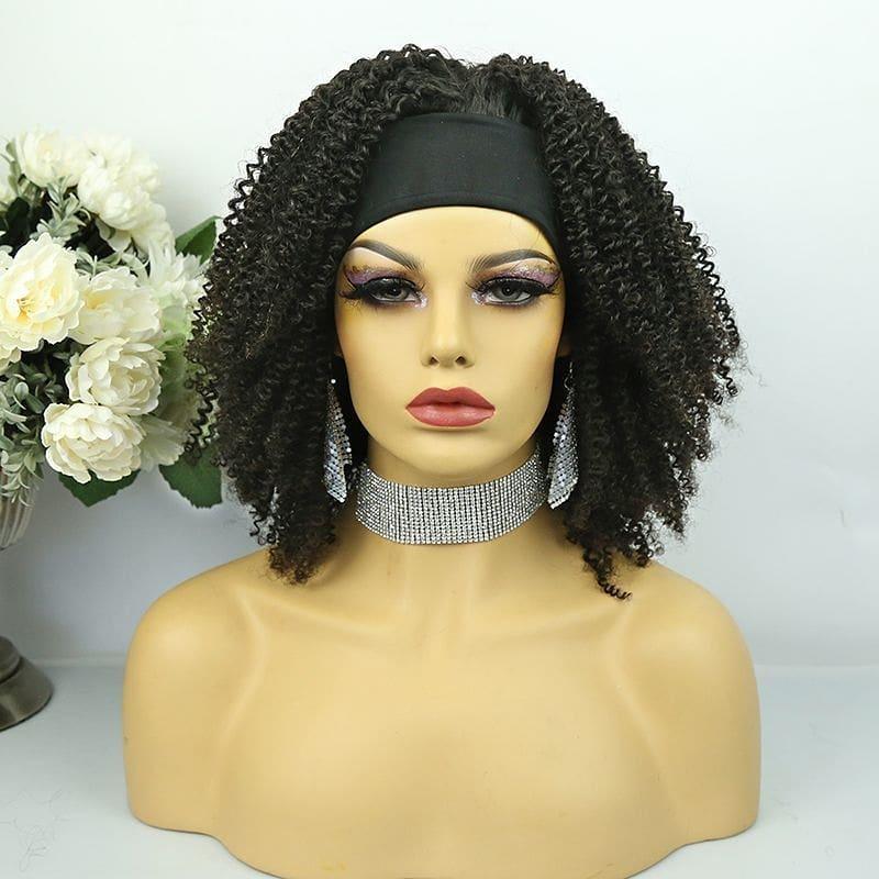 Top Virgin Kinky Curly Headband Wig 150 Density