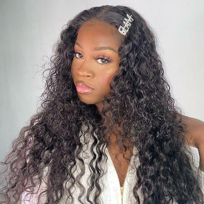 Top Virgin Deep Wave 4x4/5x5 Transparent Lace Closure Wig Human Hair Wig 150/180 Density