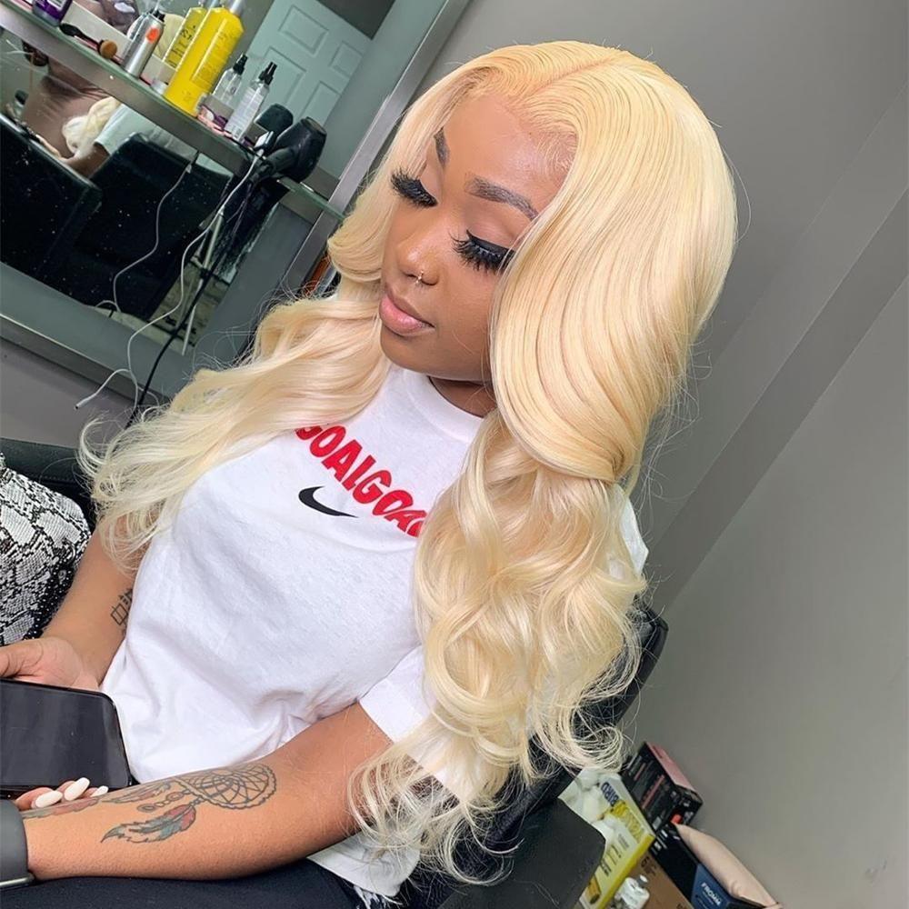 Top Virgin 613 Blonde 13x4 Body Wave Lace Front Transparent  Wig 180 Density with Baby Hair