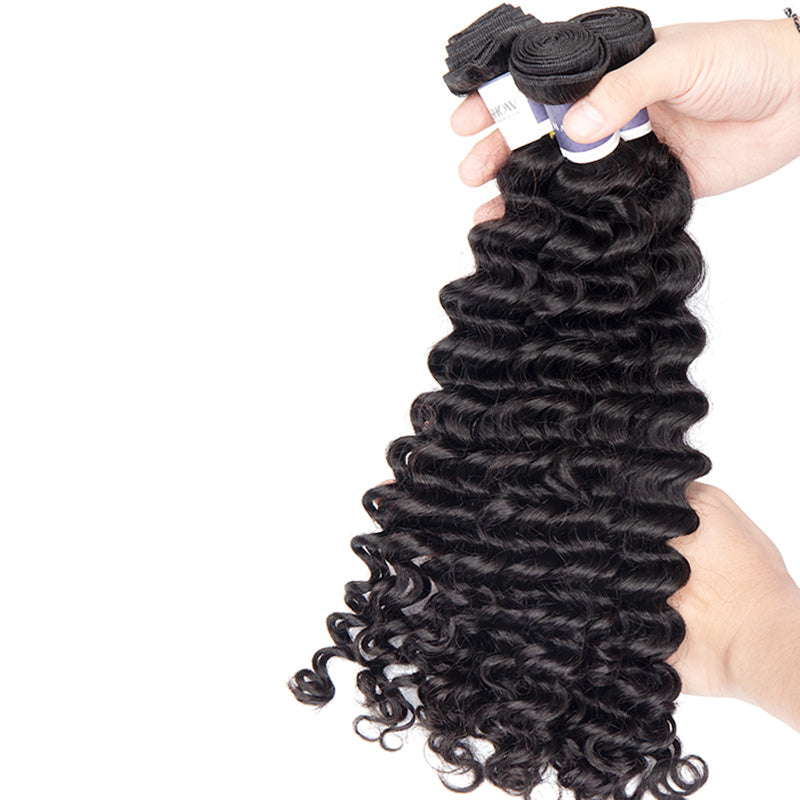 Tip-top Quality Raw Hair Deep Wave Hair Extensions 3 Bundles（never hair loss）