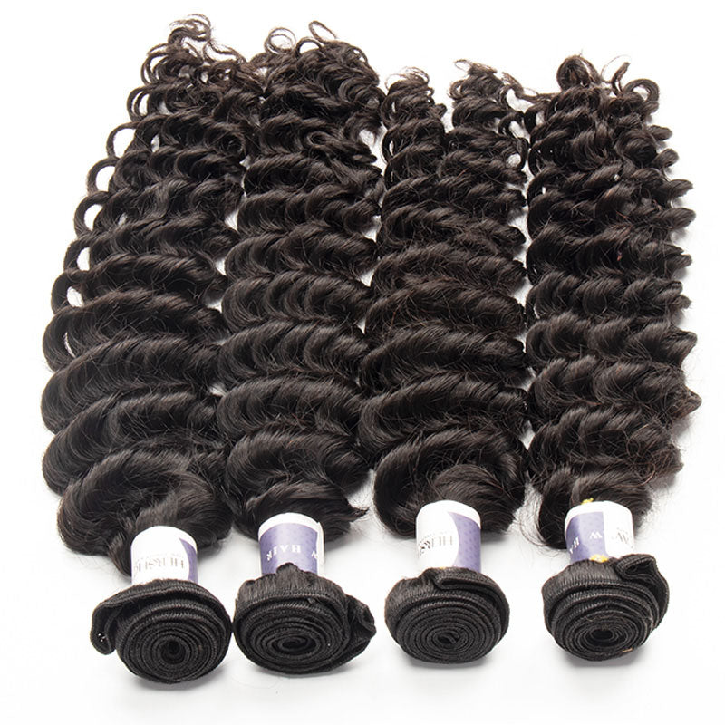 Tip-top Quality Raw Hair Deep Wave Hair Extensions 4 Bundles（never hair loss）