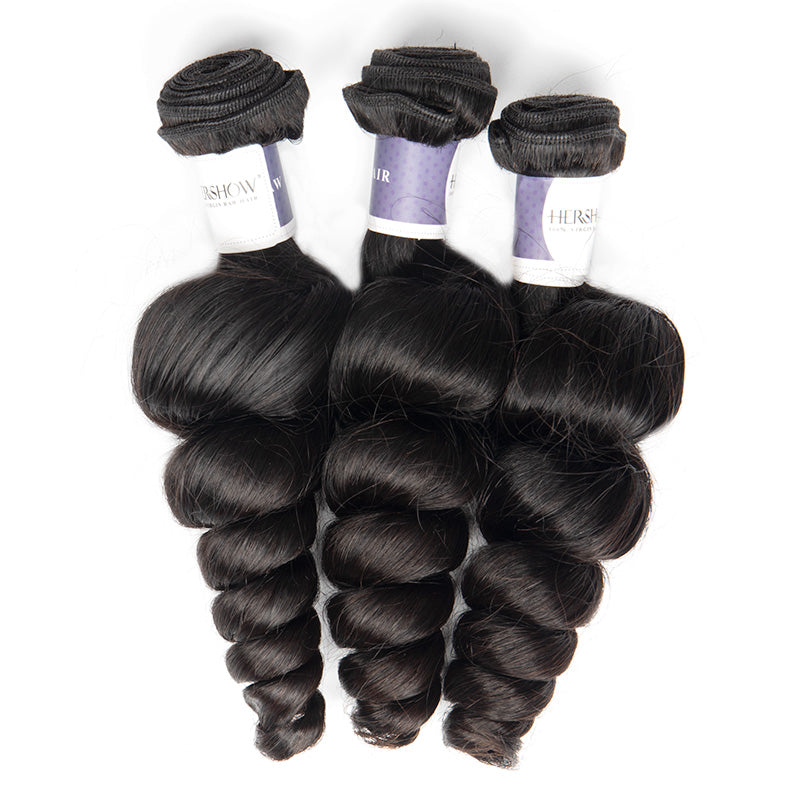 Tip-top quality Raw Loose Wave 3 Bundles with 4x4 Closure（never hair loss）