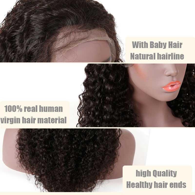 Top Virgin 13x6 Italian Curly Lace Front Wig 180 Density with Baby Hair