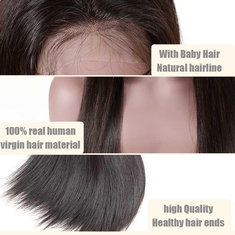 Top Virgin 13x4 Straight Hair Transparent  Lace Front Wig 180 Density with Baby Hair