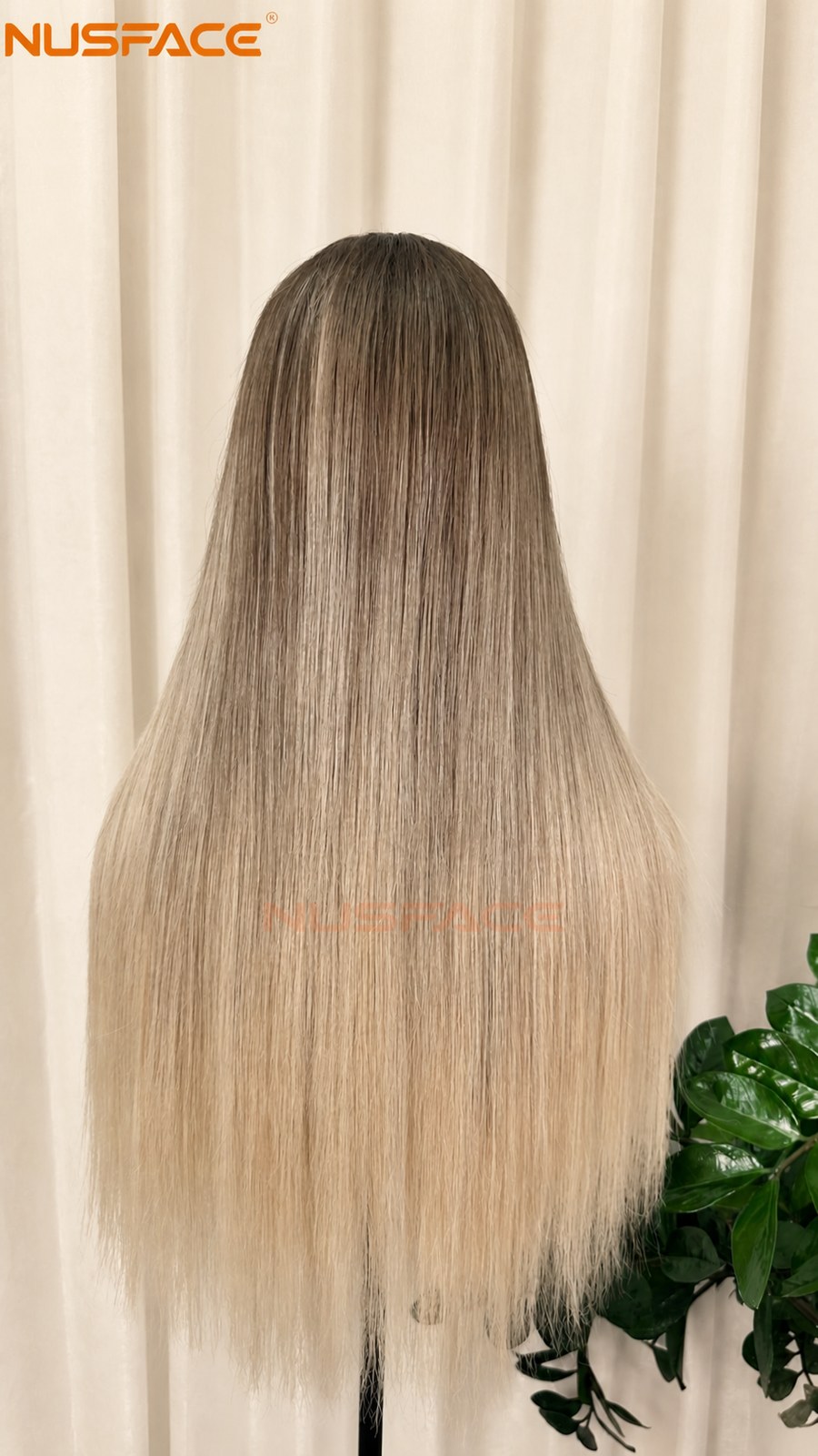 back view of honey caramel blonde balayage wig