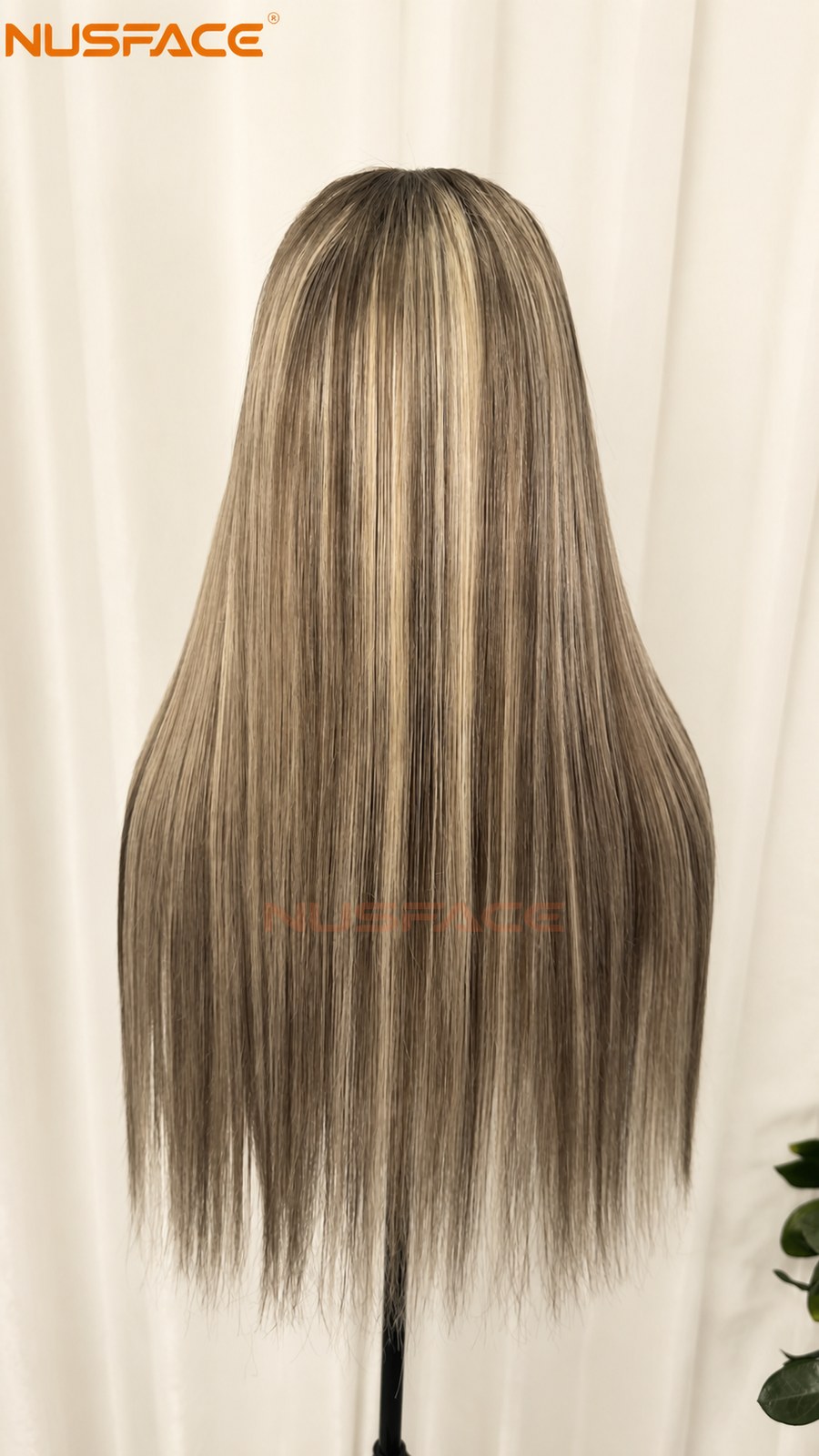 back view of mushroom dirty blonde hand-painted balayage wig