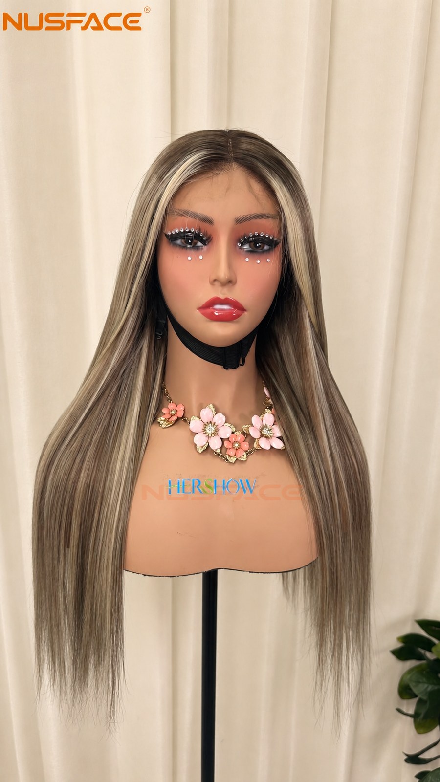 mushroom dirty blonde hand-painted balayage wig reference