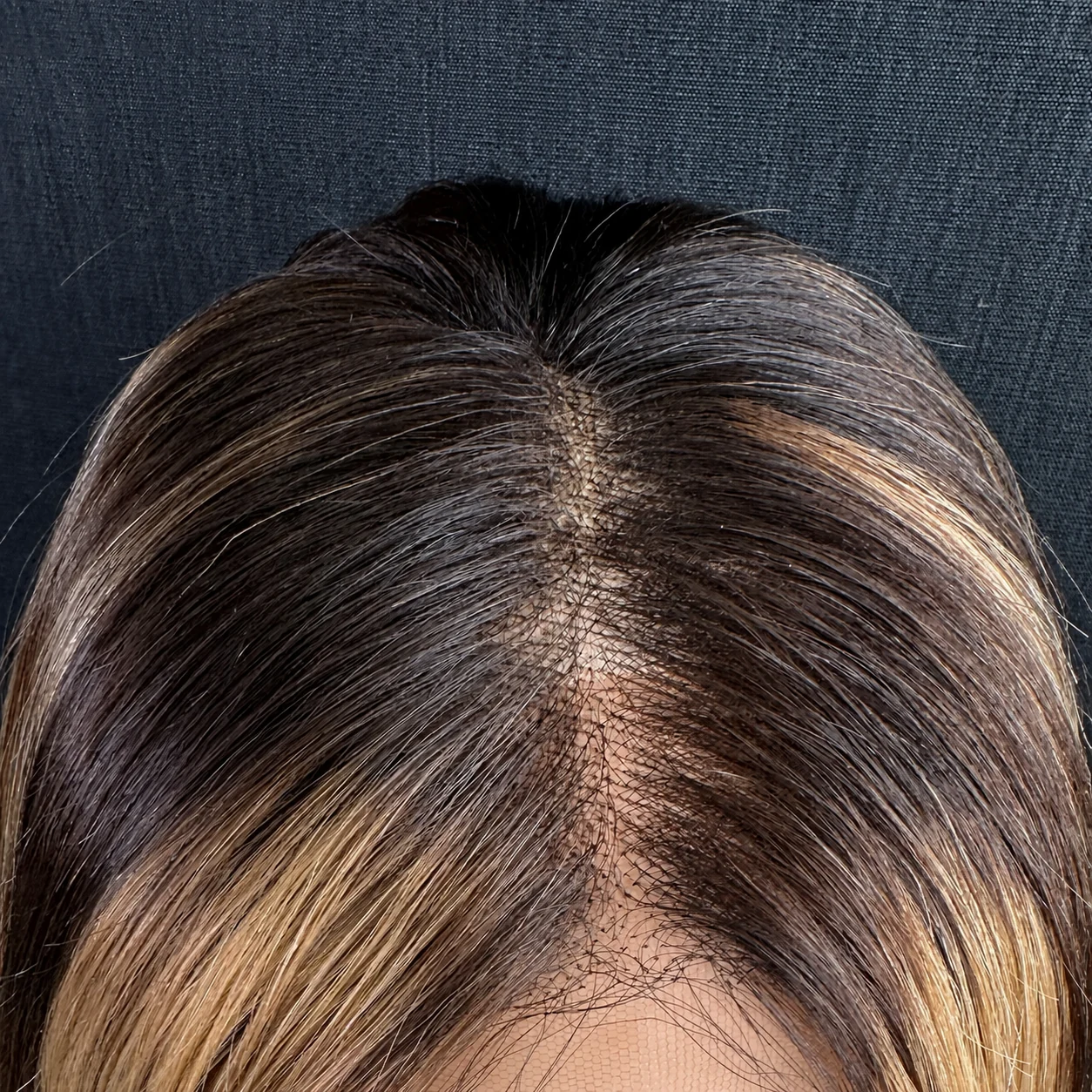 hand-painted balayage wig lace and shadow-root close-up