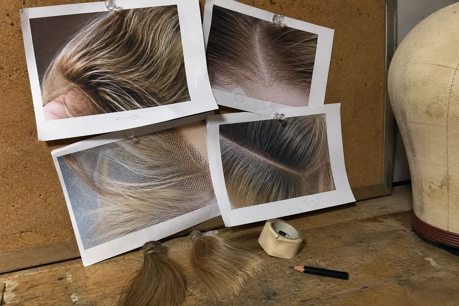 Hand-painted balayage wig working brief board