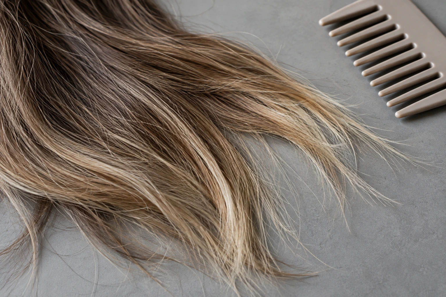 Loose hair ends illustrating taper rather than an exact density percentage