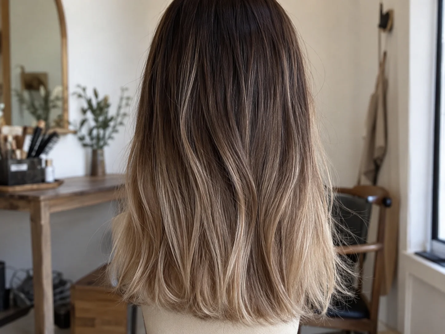 Gradient and highlight placement example for a custom balayage wig