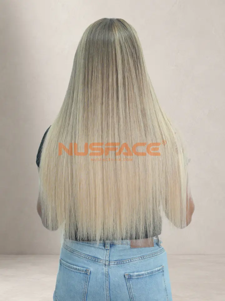 Ivory Magnolia hand-painted balayage wig, back view