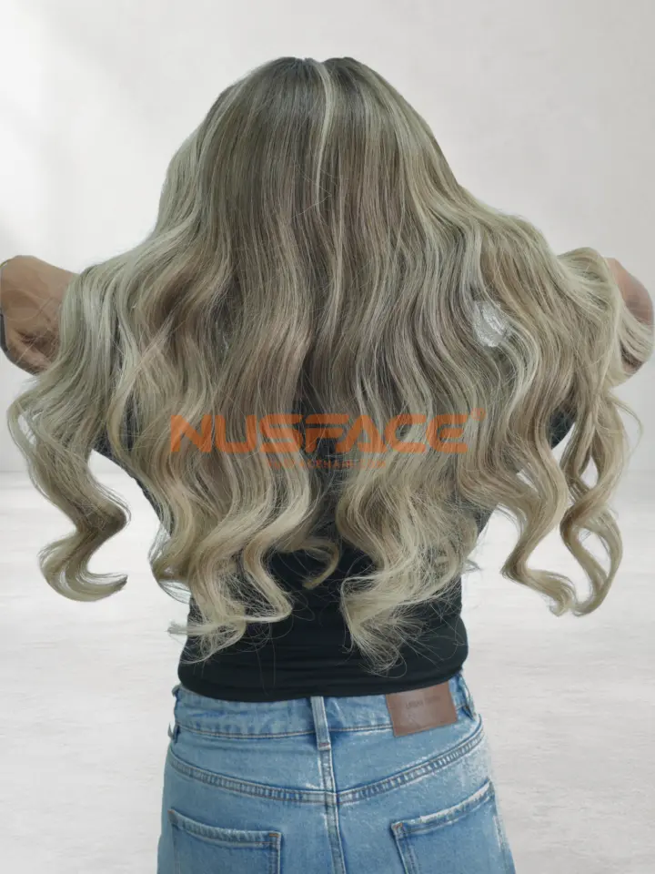 Sage Iris hand-painted balayage wig, back view